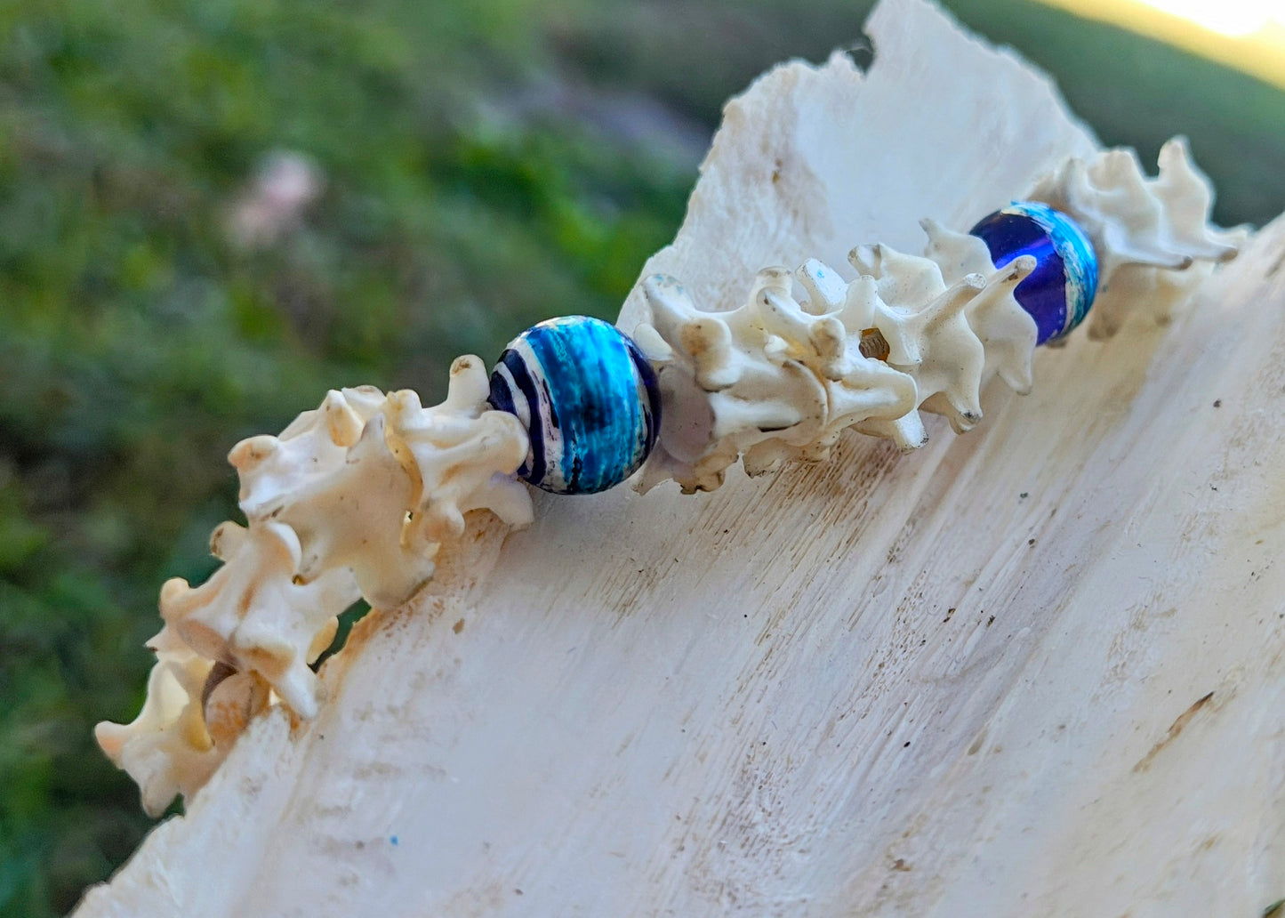 Serpent Goddess: Bone & Glass Bead Bracelet