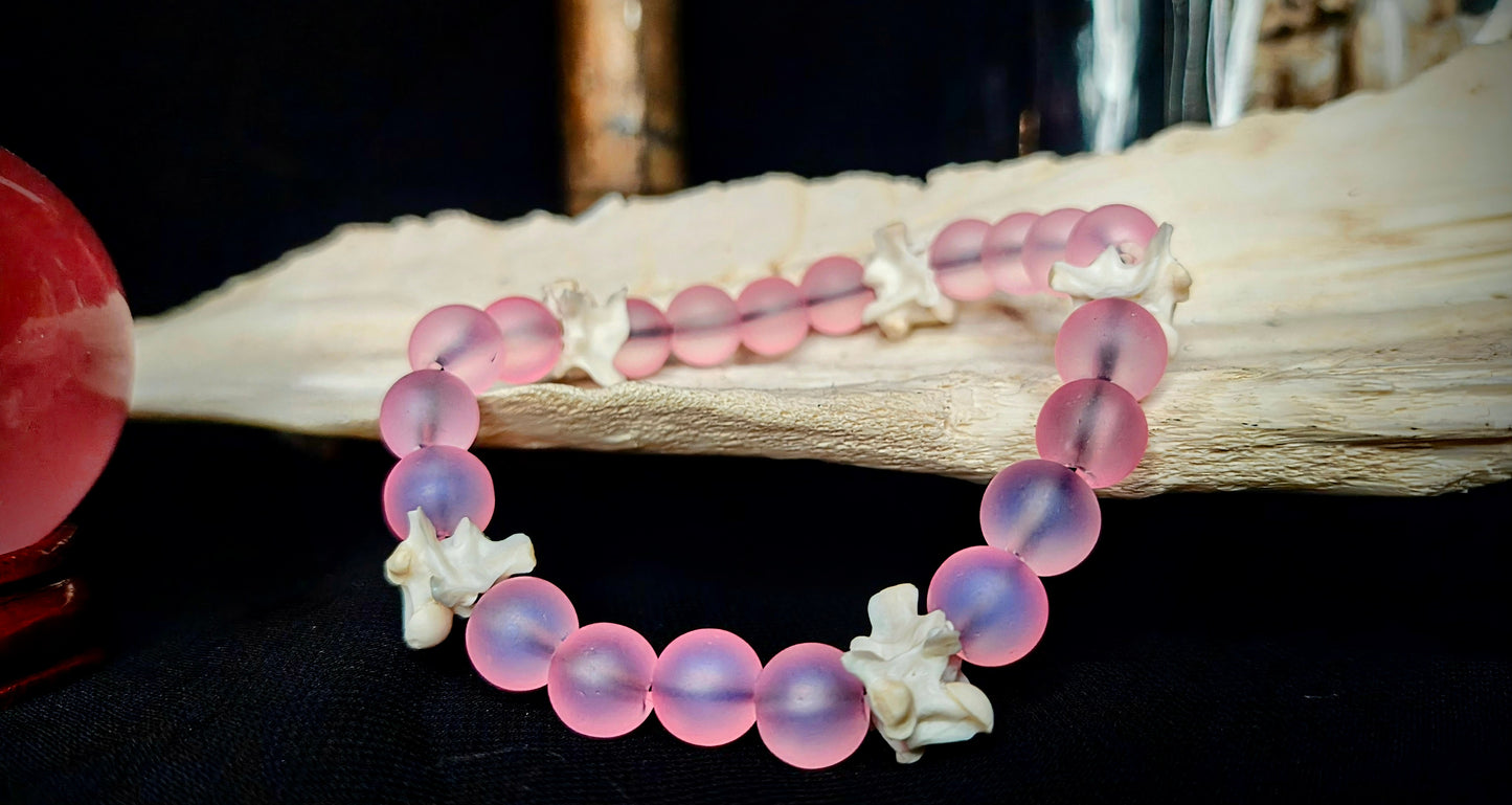 Spirit Blooms: Glass Bead & Bone Bracelet