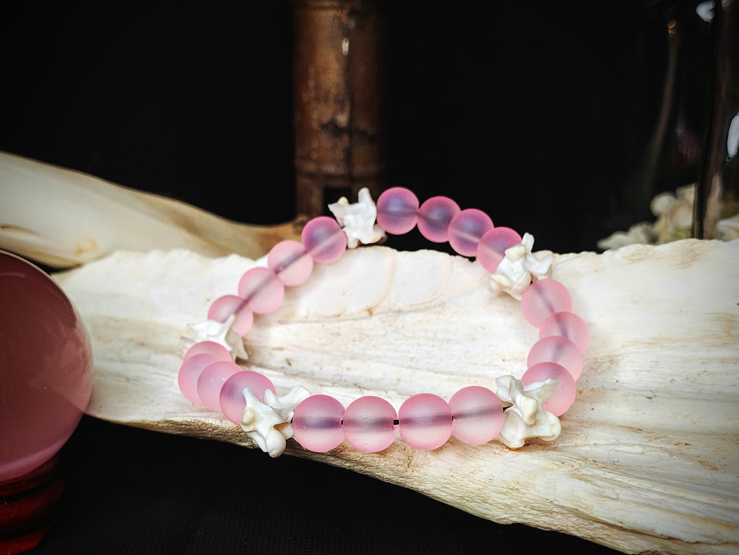 Spirit Blooms: Glass Bead & Bone Bracelet