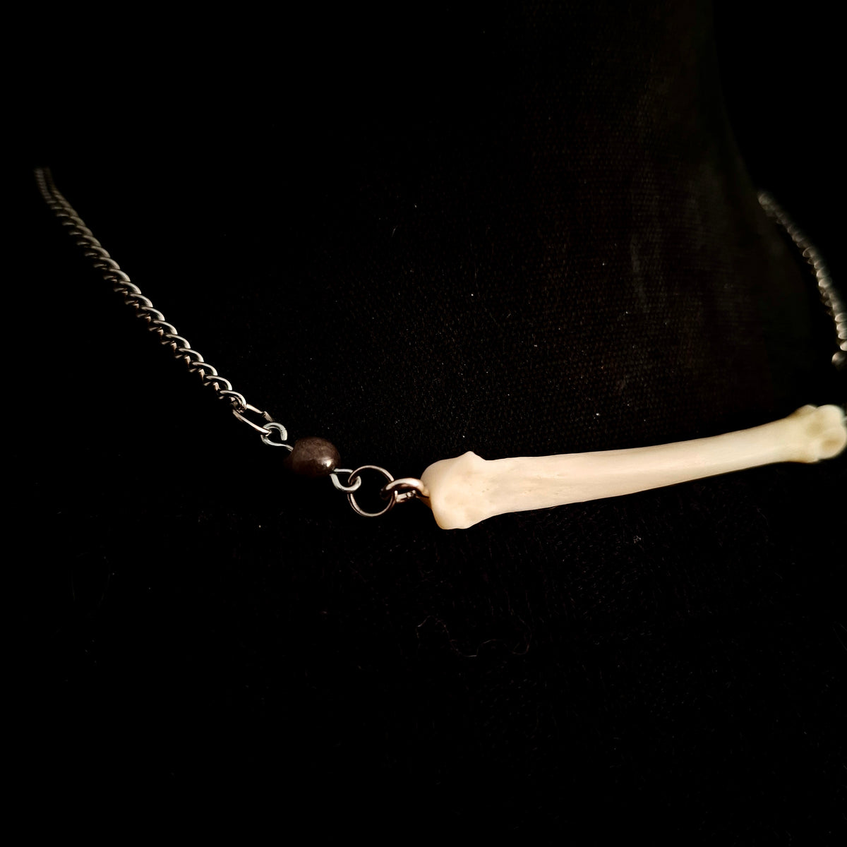 Silver Obsidian Coyote Foot Bone Choker