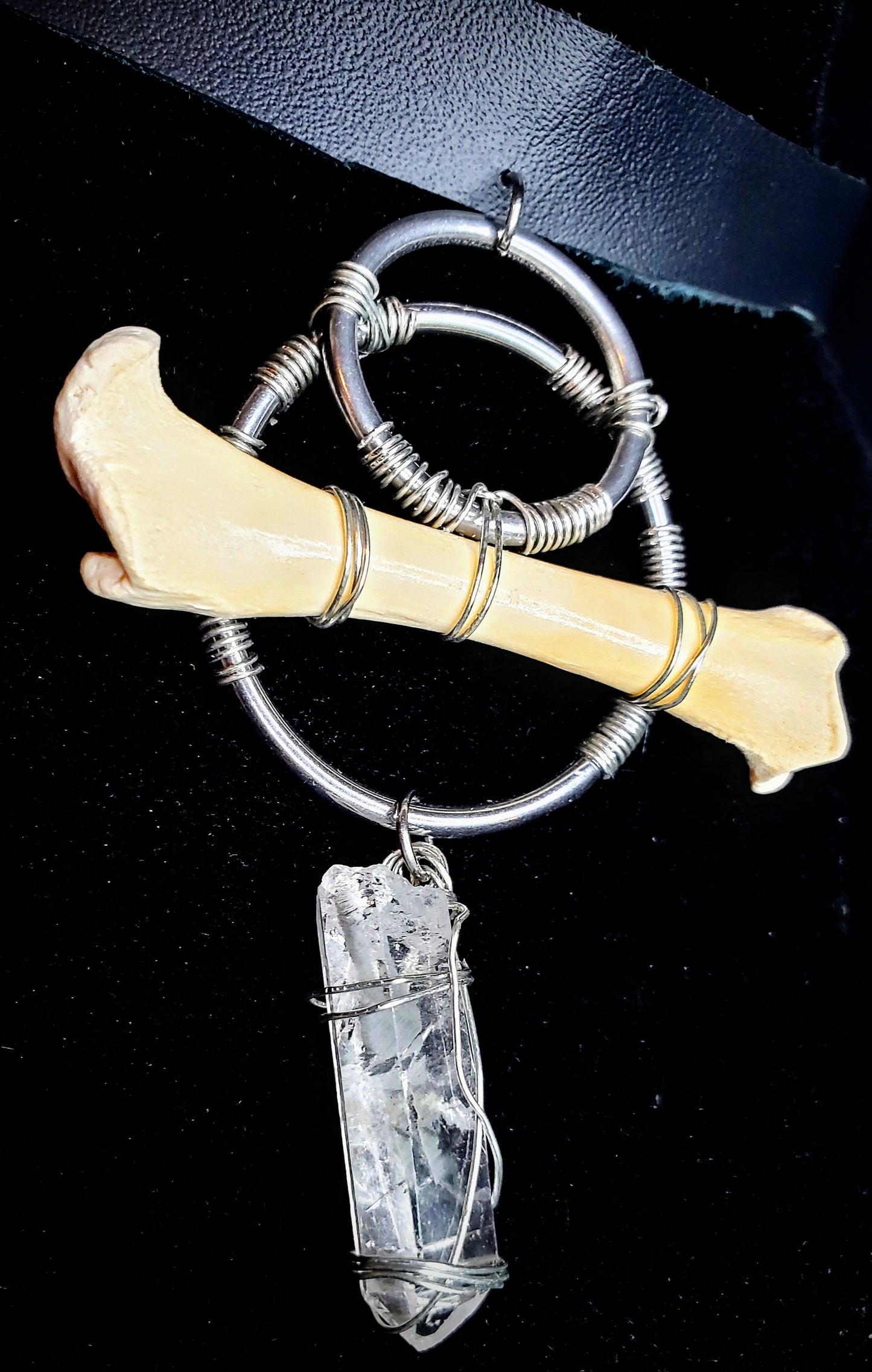 Primal Lumen Bobcat Bone & Icelandic Spar Leather Choker
