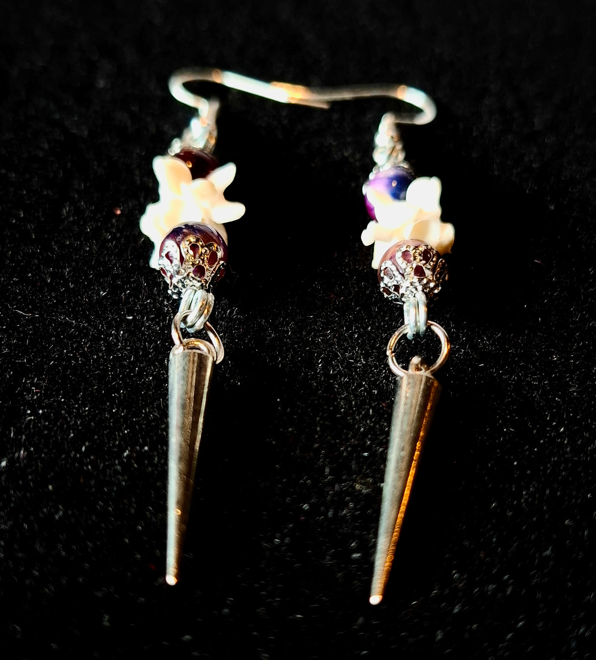 Galaxy Tigers Eye Spiked Vertebrae Earrings