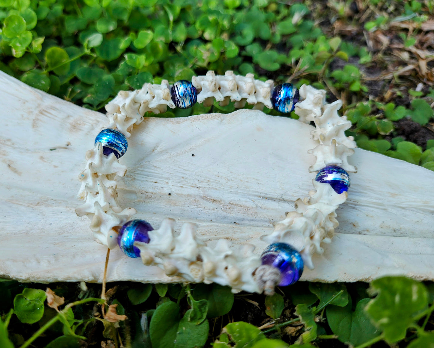 Serpent Goddess: Bone & Glass Bead Bracelet