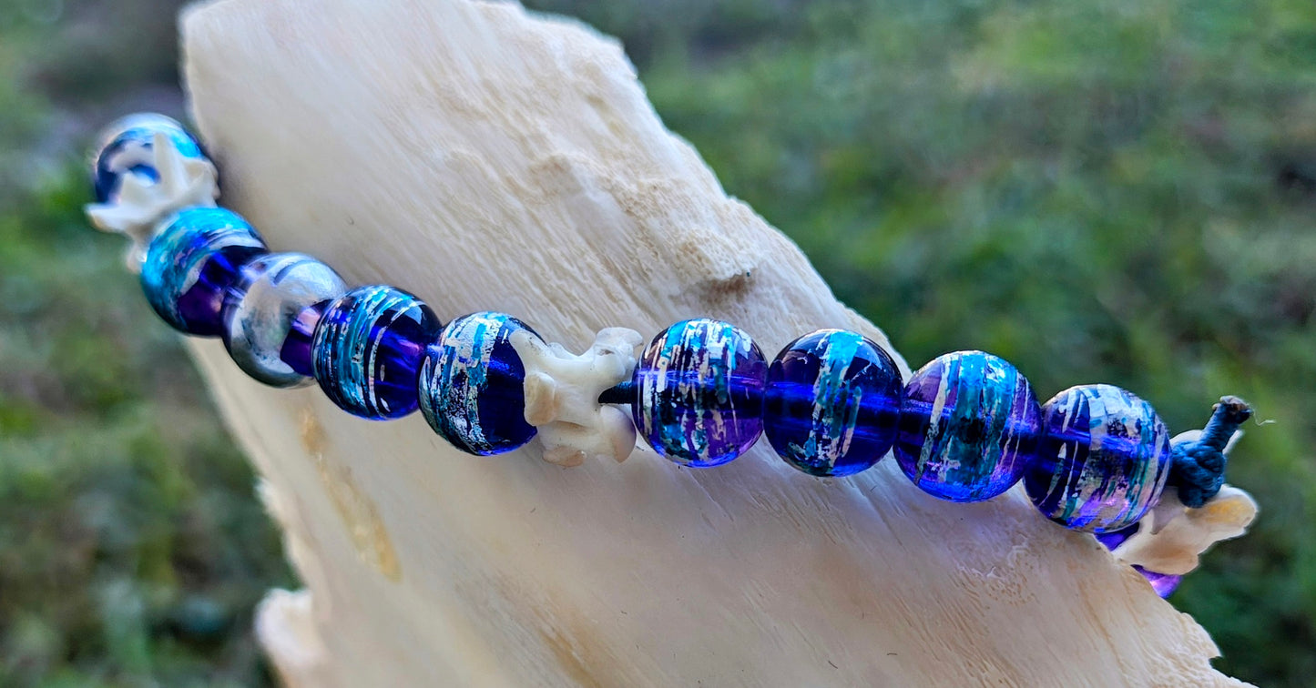 Mermaid Aura: Glass Bead & Vertebrae Bracelet