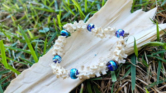Serpent Goddess: Bone & Glass Bead Bracelet