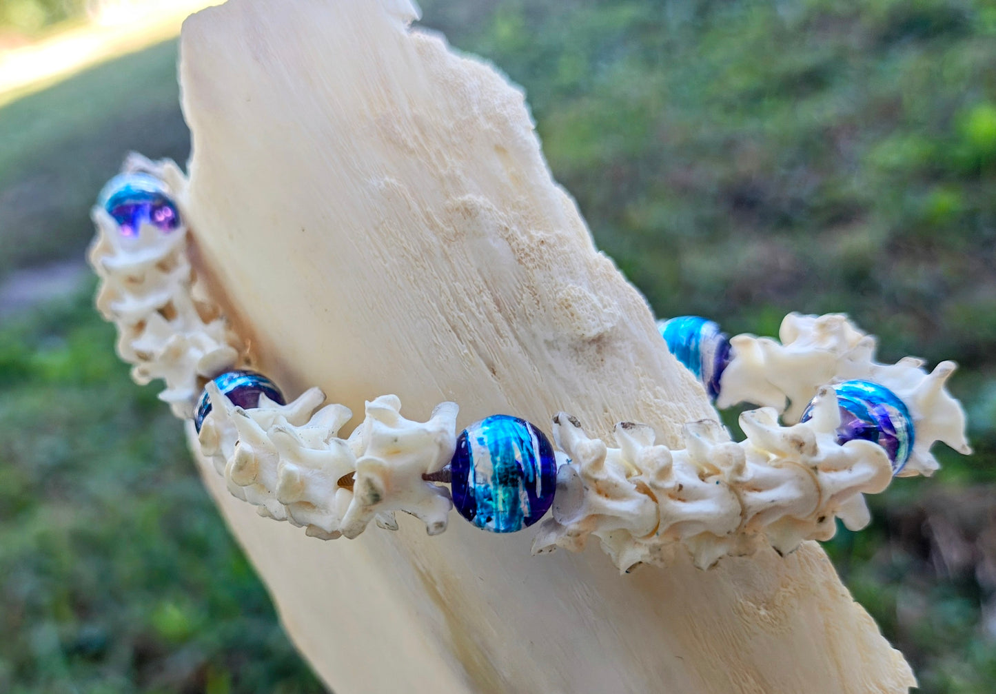 Serpent Goddess: Bone & Glass Bead Bracelet
