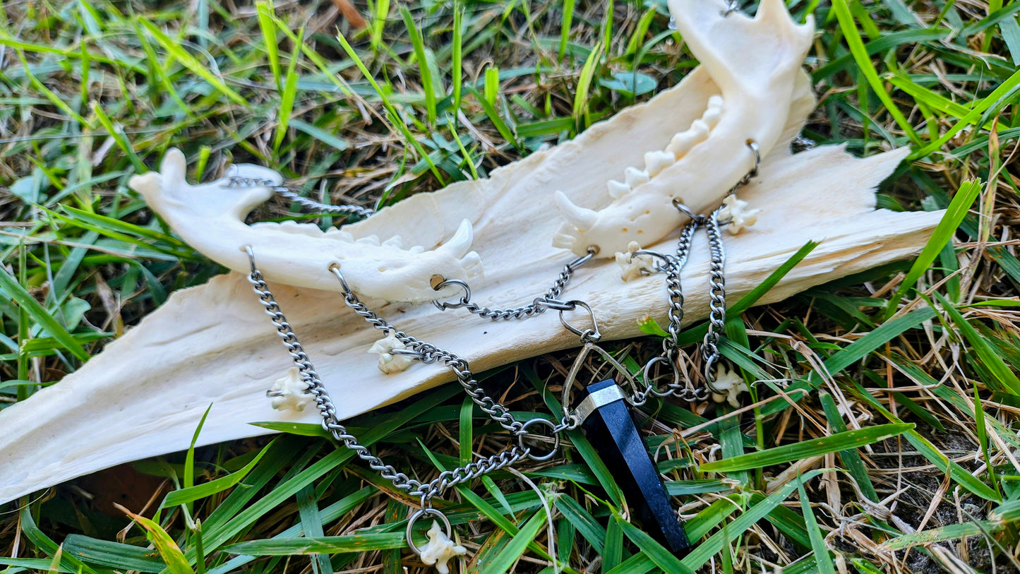 Black Onyx Raccoon Jaw Necklace