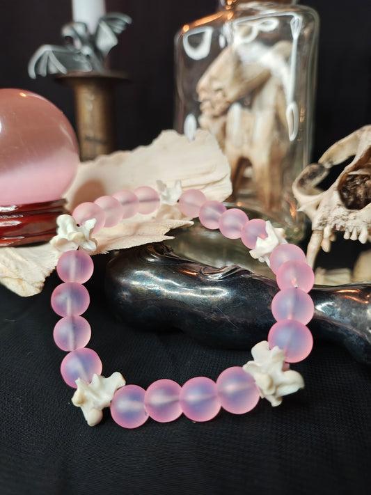 Spirit Blooms: Glass Bead & Bone Bracelet