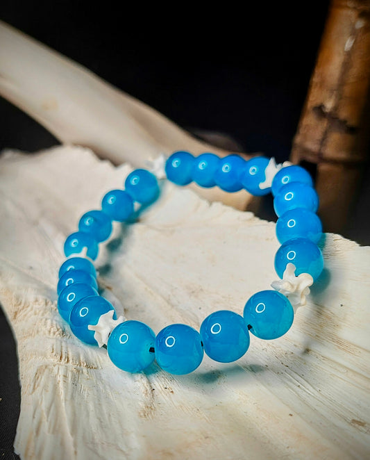 Frozen Dew: Glass Bead & Bone Bracelet