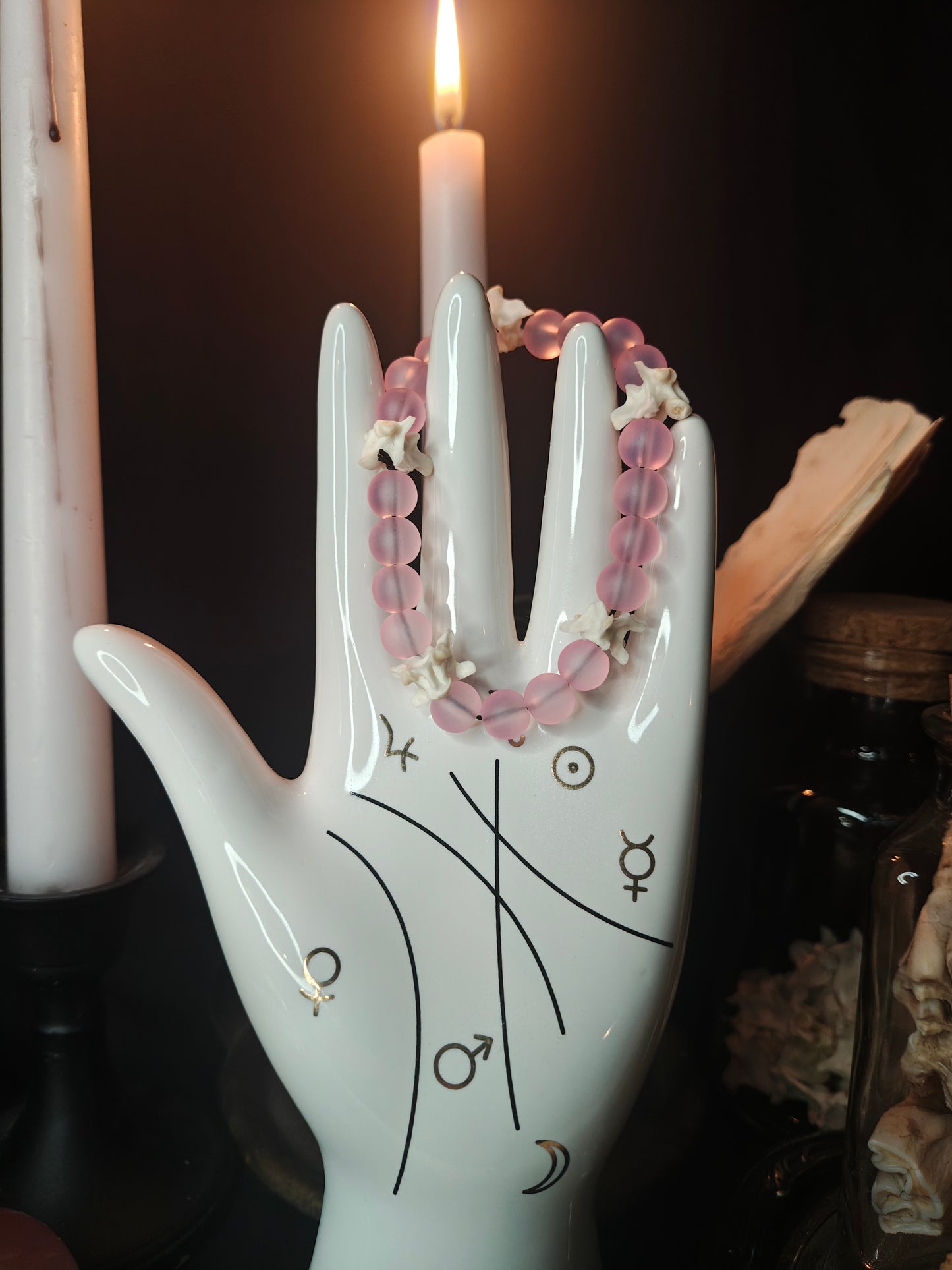 Spirit Blooms: Glass Bead & Bone Bracelet
