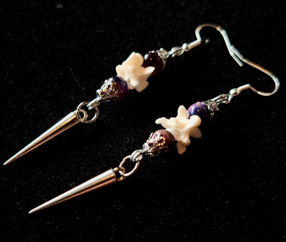 Galaxy Tigers Eye Spiked Vertebrae Earrings