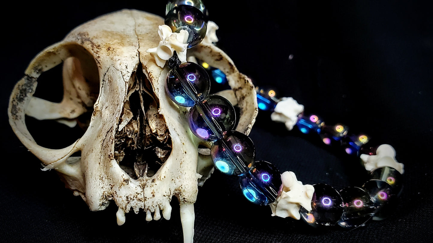 Deep Space: Glass Bead & Bone Bracelet