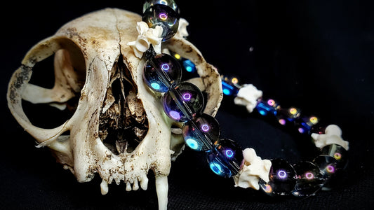 Deep Space: Glass Bead & Bone Bracelet