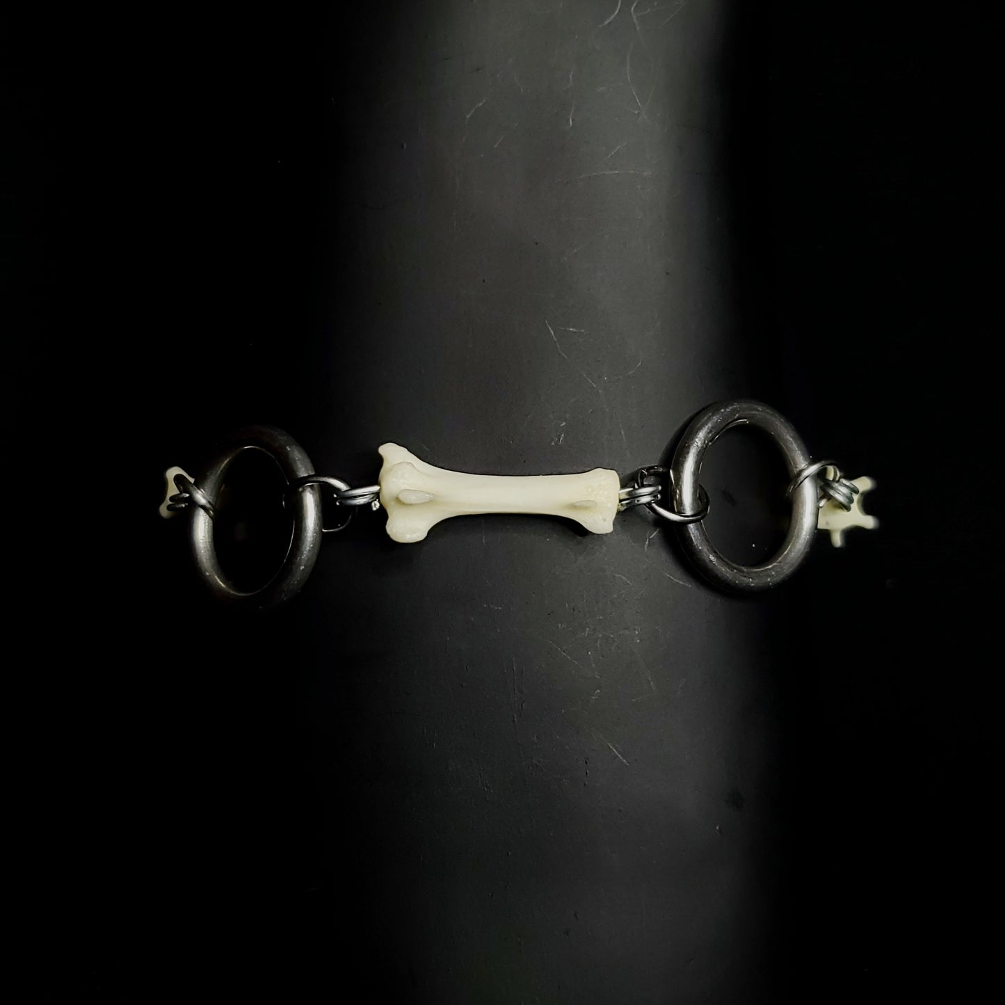 Fox Tail Bone & Stainless Steel Ring Bracelet