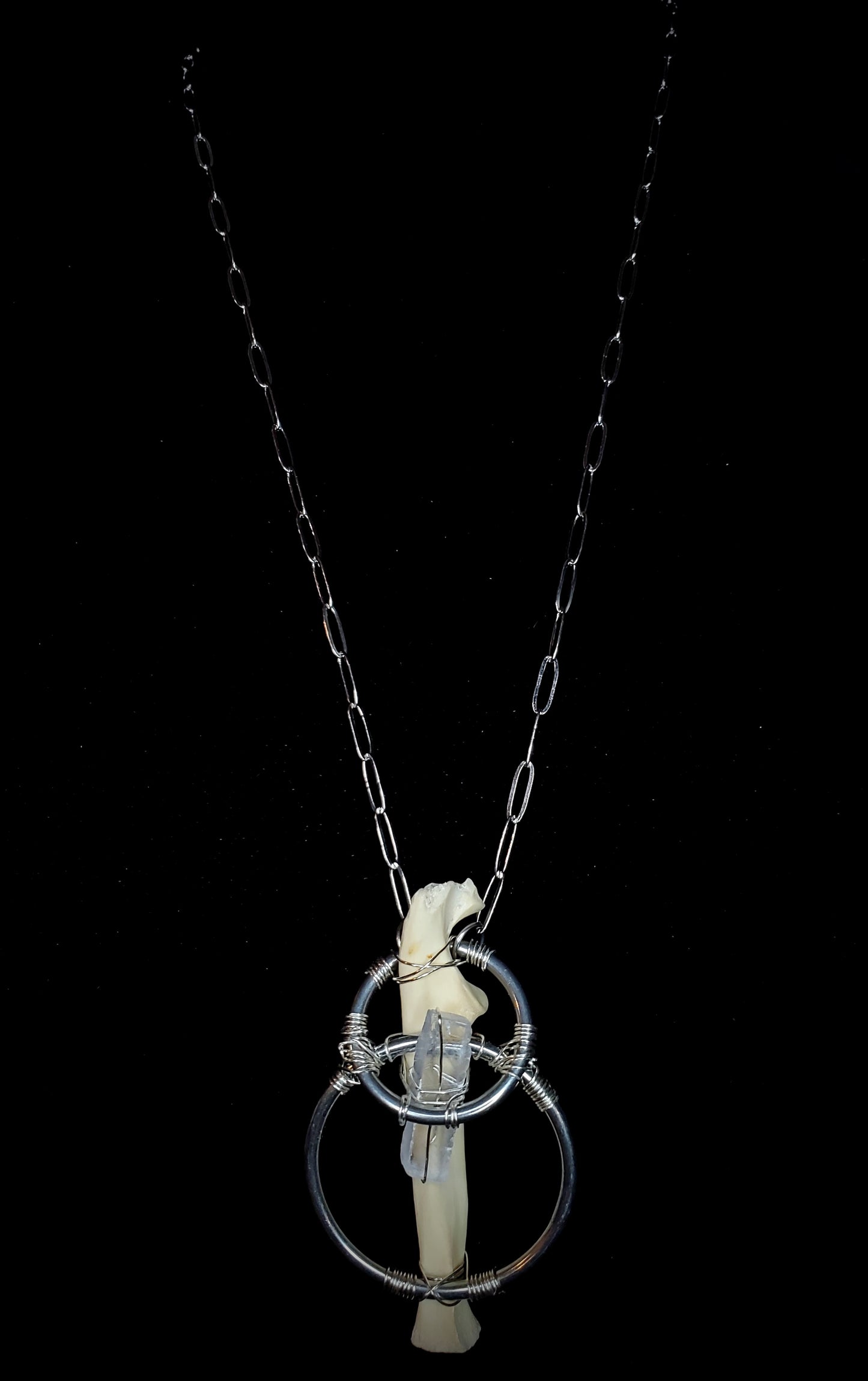 Wild Oracle Bobcat Bone & Icelandic Spar Pendant
