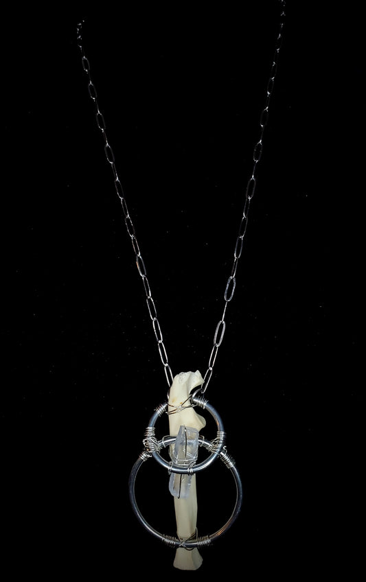 Wild Oracle Bobcat Bone & Icelandic Spar Pendant