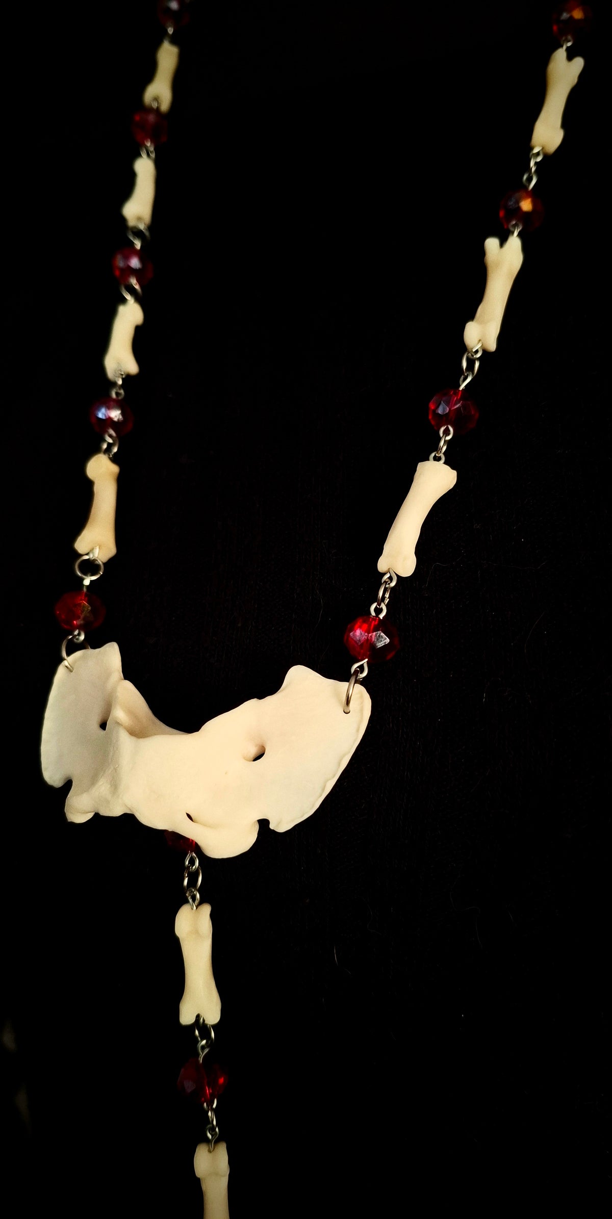 Coyote & Raccoon Bone Rosary Style Necklace