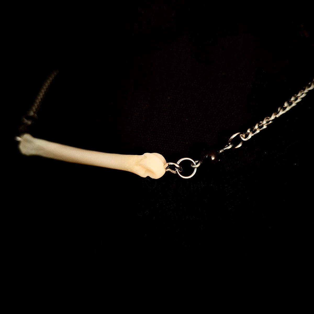 Silver Obsidian Coyote Foot Bone Choker