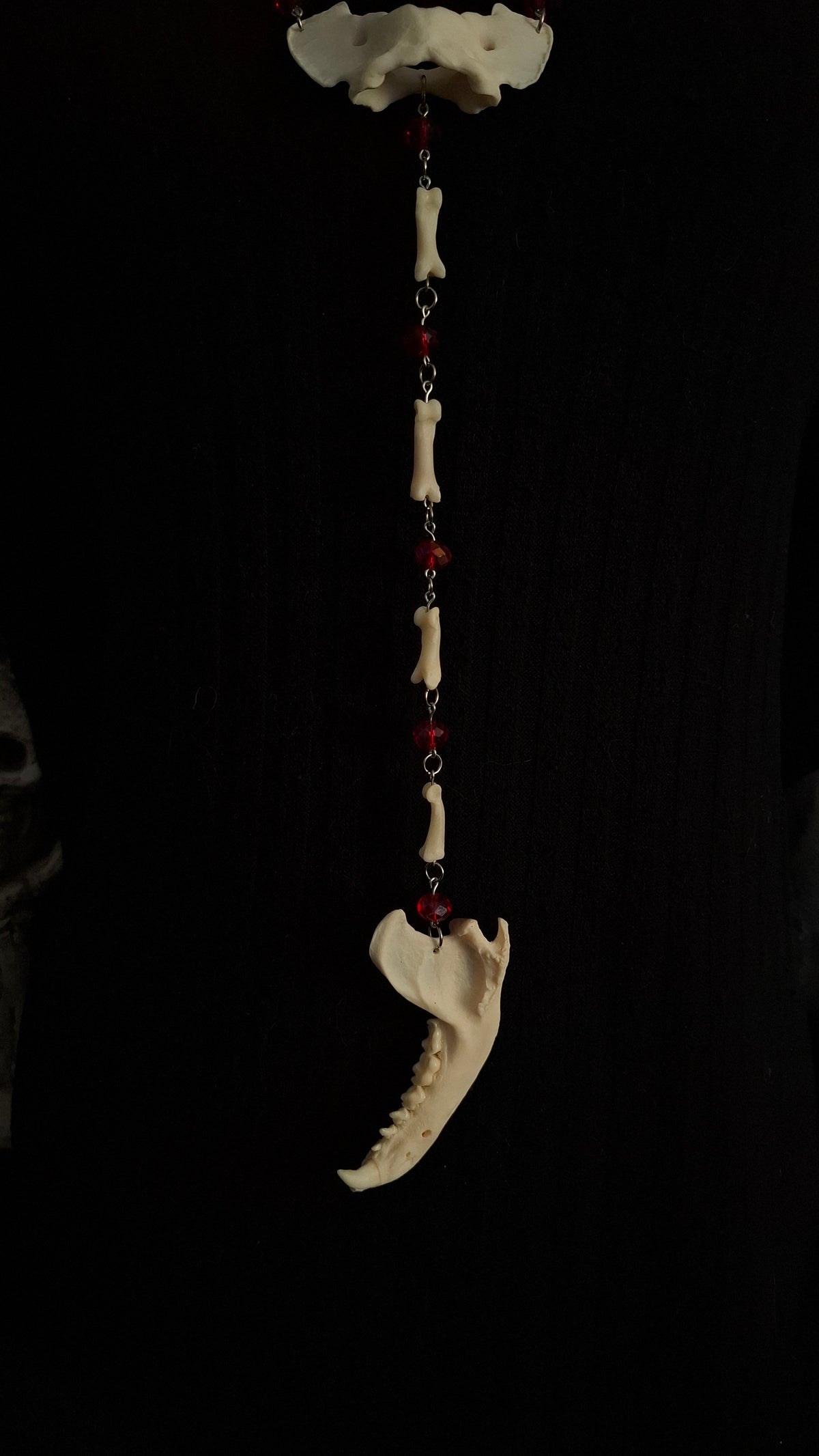 Coyote & Raccoon Bone Rosary Style Necklace