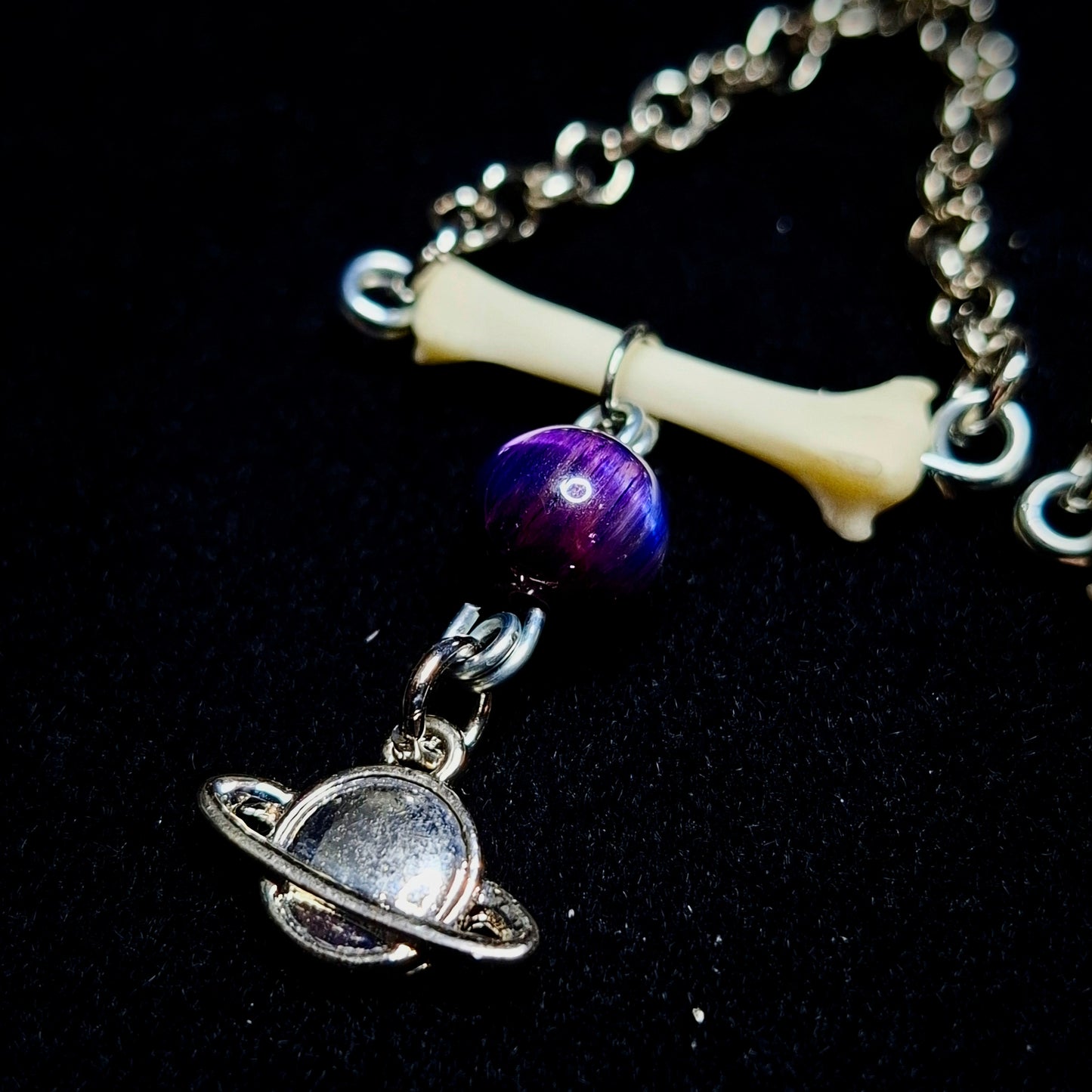 Saturn's Orbit Fox Bone Earrings