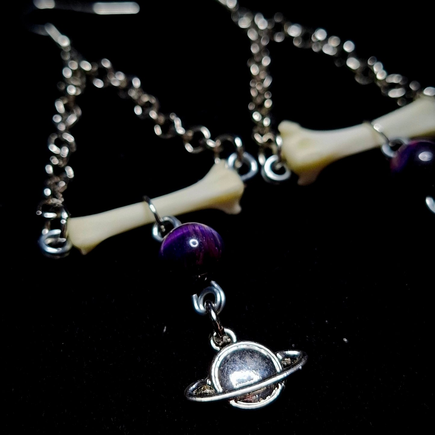 Saturn's Orbit Fox Bone Earrings