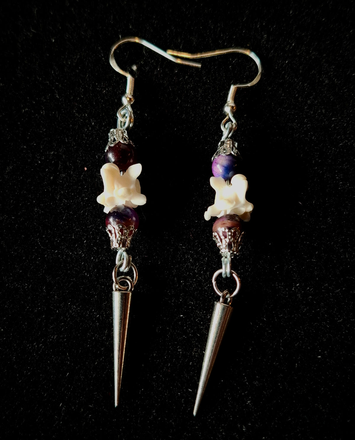 Galaxy Tigers Eye Spiked Vertebrae Earrings