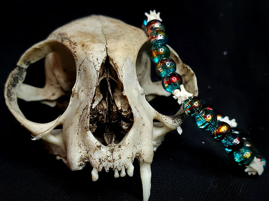 Oracle's Gaze: Glass Bead & Bone Bracelet