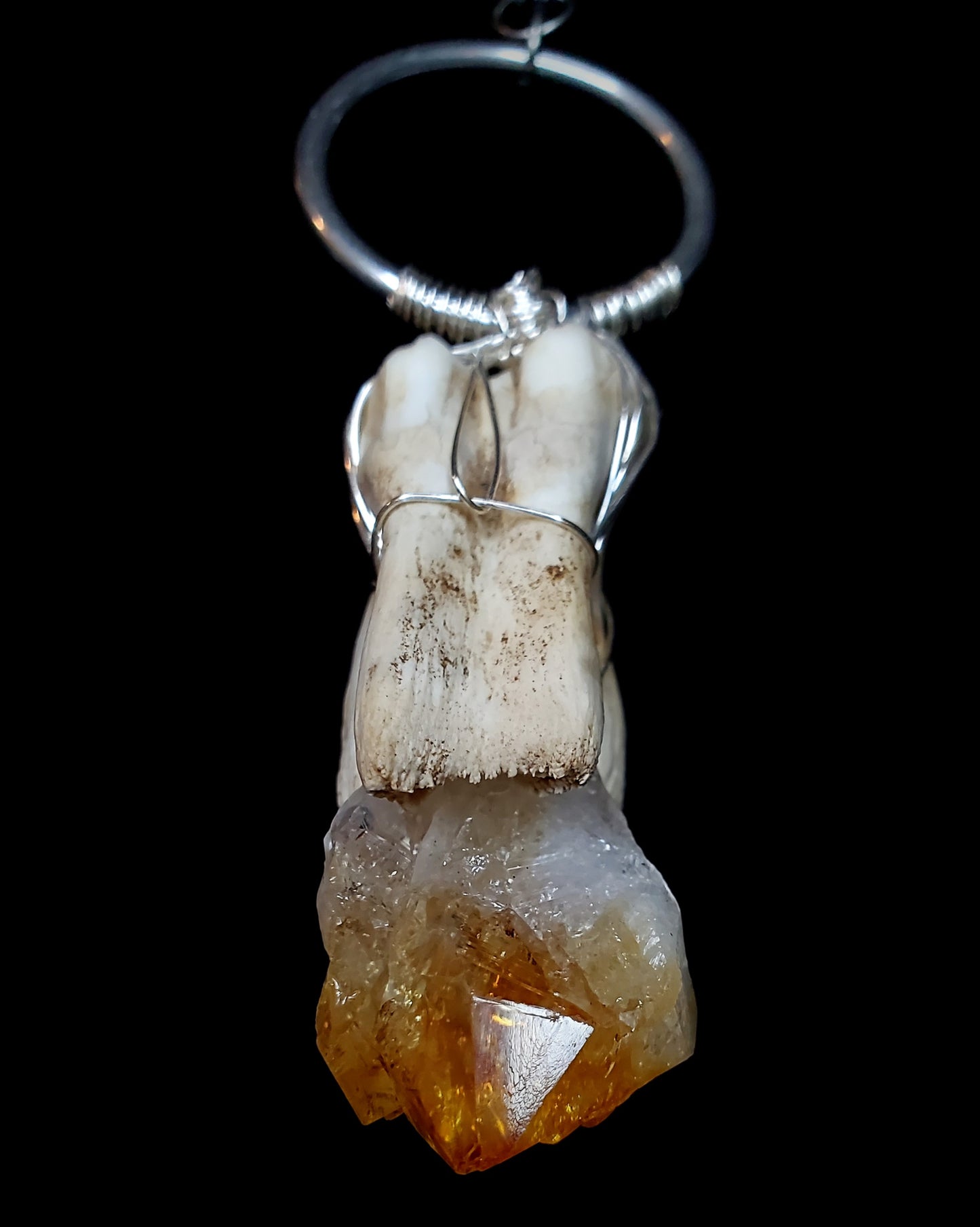 Primal Prosperity Citrine & Cow Tooth Pendant