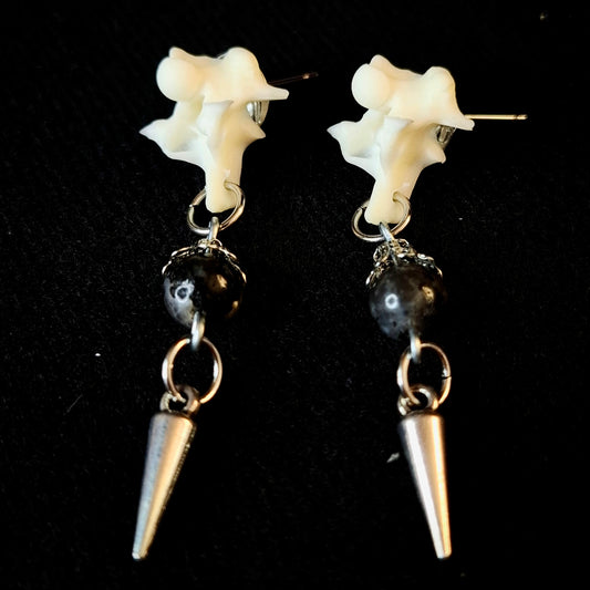 Boa Constrictor Vertebrae Labradorite Post Drop Earrings