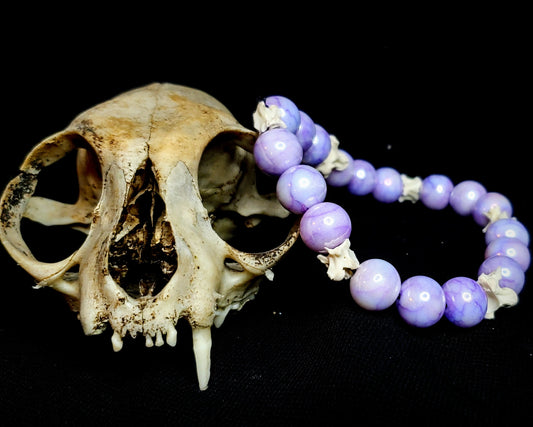 Violet Haze: Glass Bead & Bone Bracelet