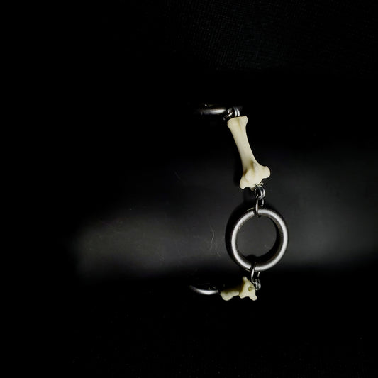 Fox Tail Bone & Stainless Steel Ring Bracelet