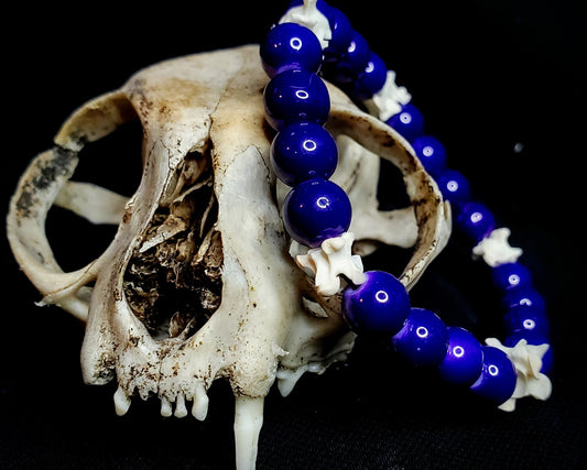 Starlit Abyss: Glass Bead & Bone Bracelet