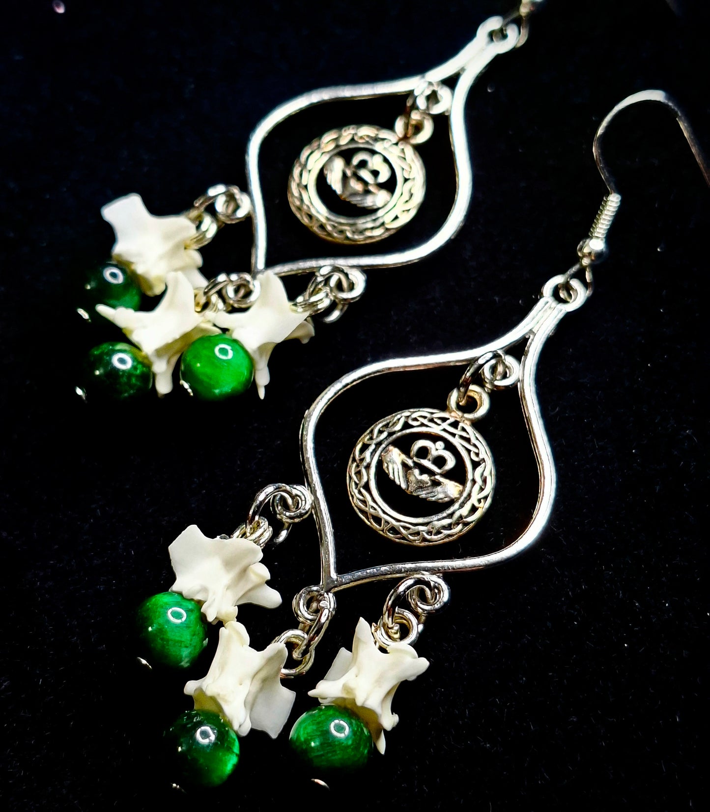 Rattlesnake Claddagh Earrings With Sterling Silver Charm