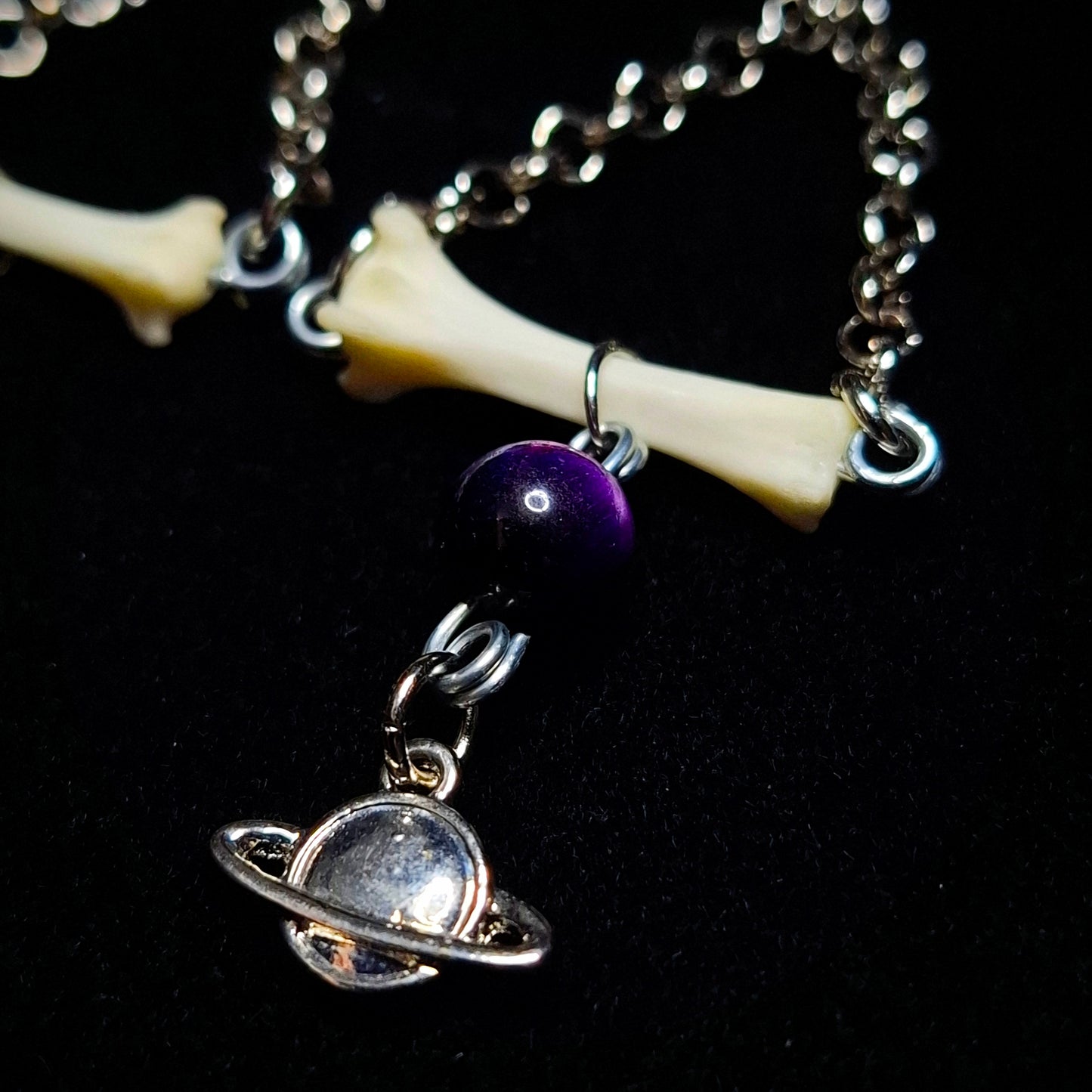 Saturn's Orbit Fox Bone Earrings