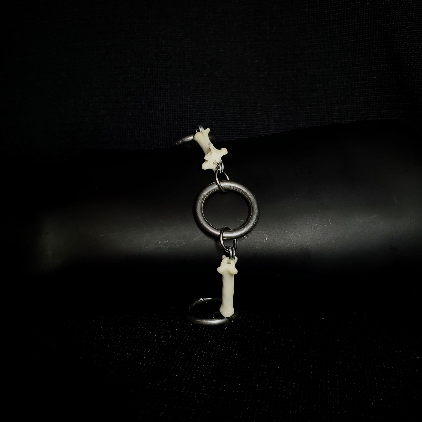 Fox Tail Bone & Stainless Steel Ring Bracelet
