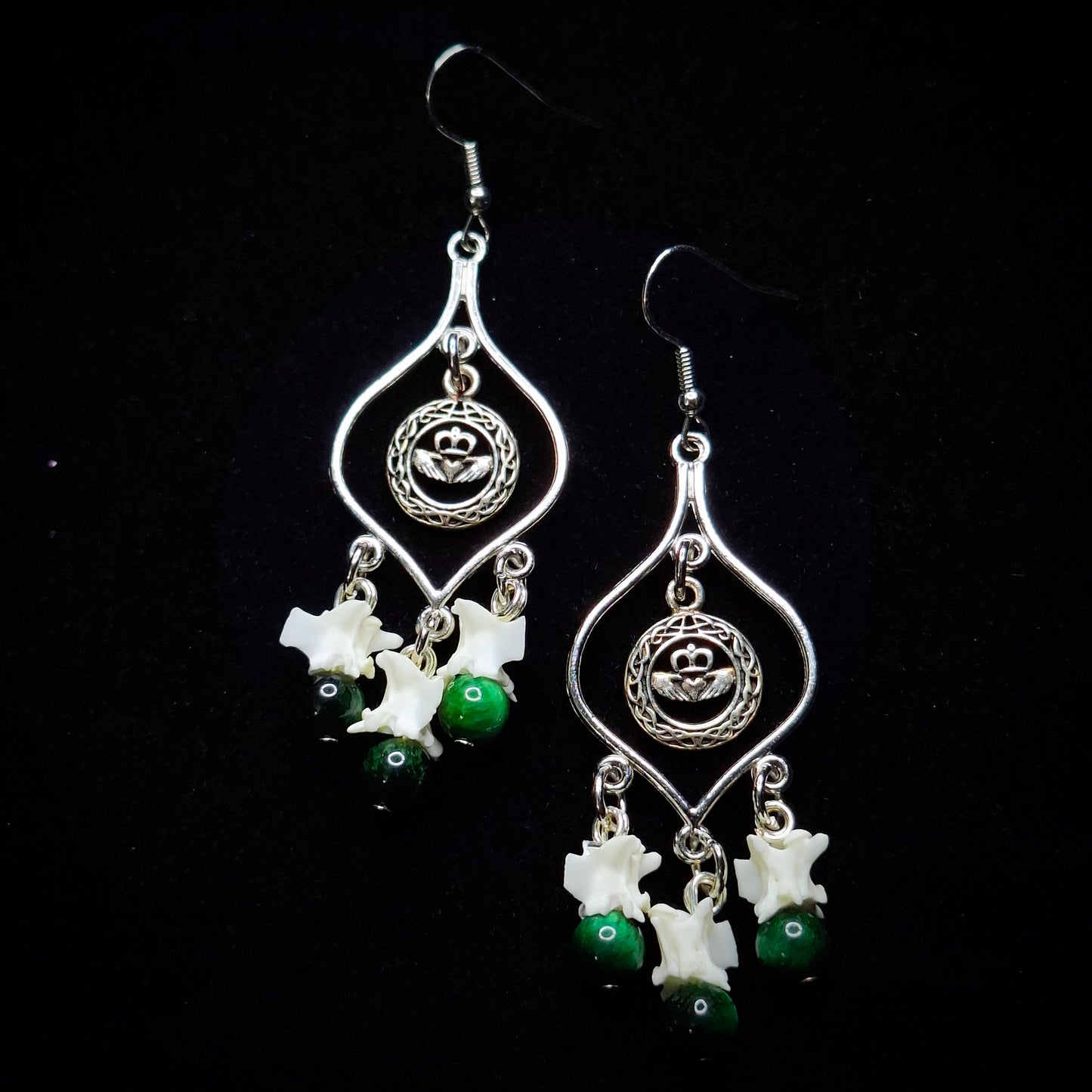 Rattlesnake Claddagh Earrings With Sterling Silver Charm