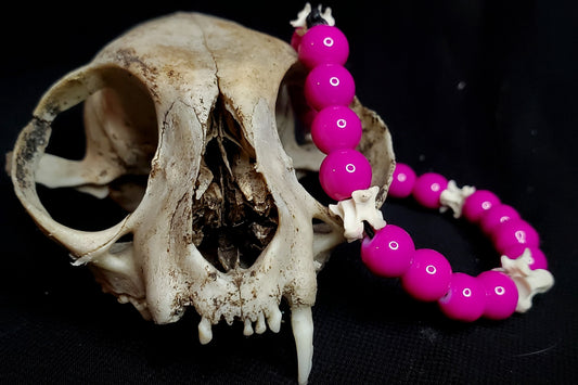 Pink Venom: Glass Bead & Bone Bracelet