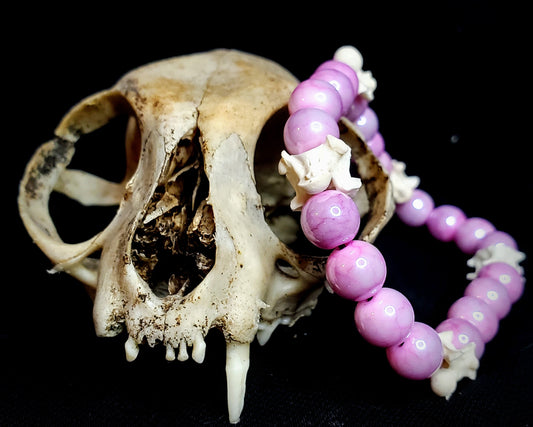 Astral Shimmer: Glass Bead & Bone Bracelet