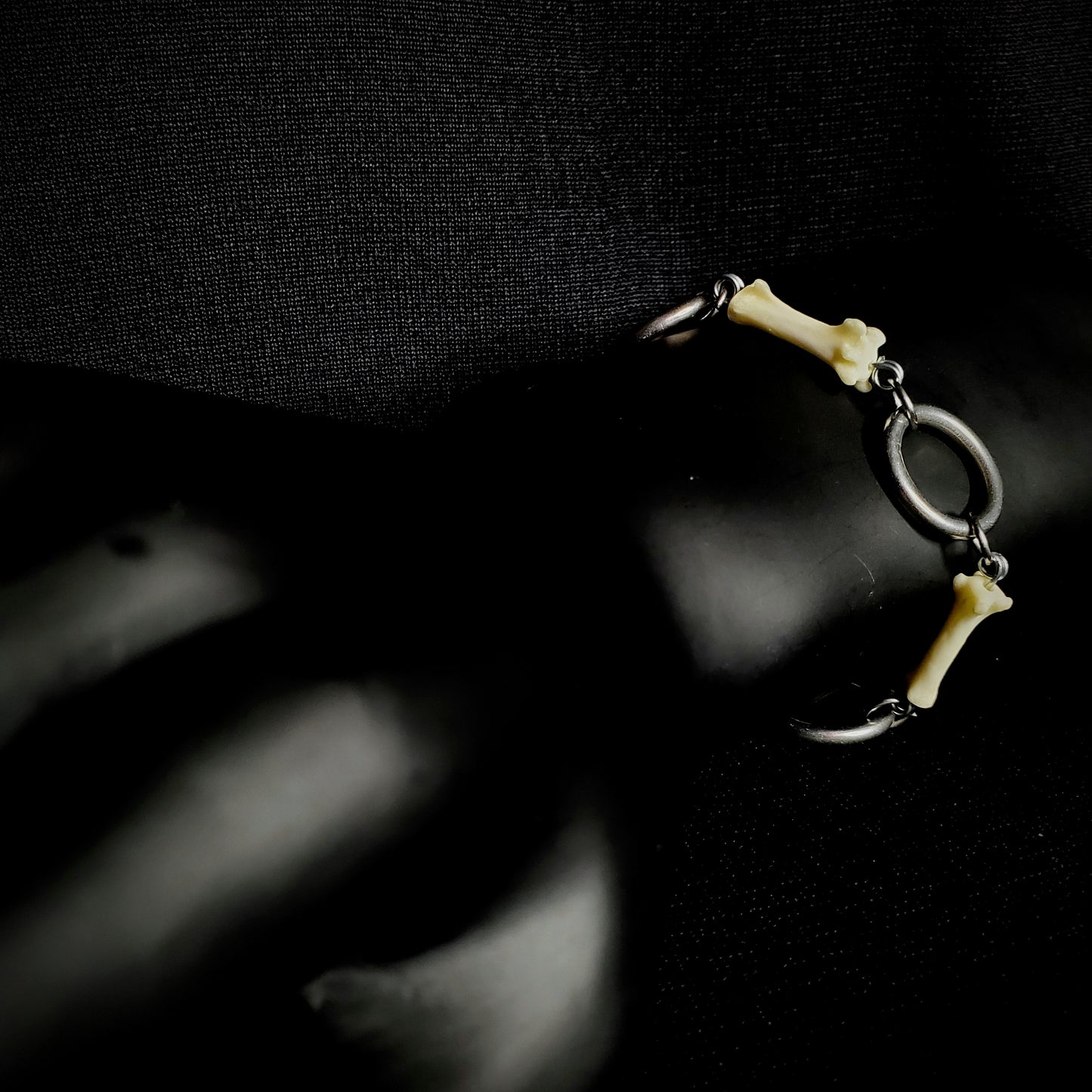 Fox Tail Bone & Stainless Steel Ring Bracelet