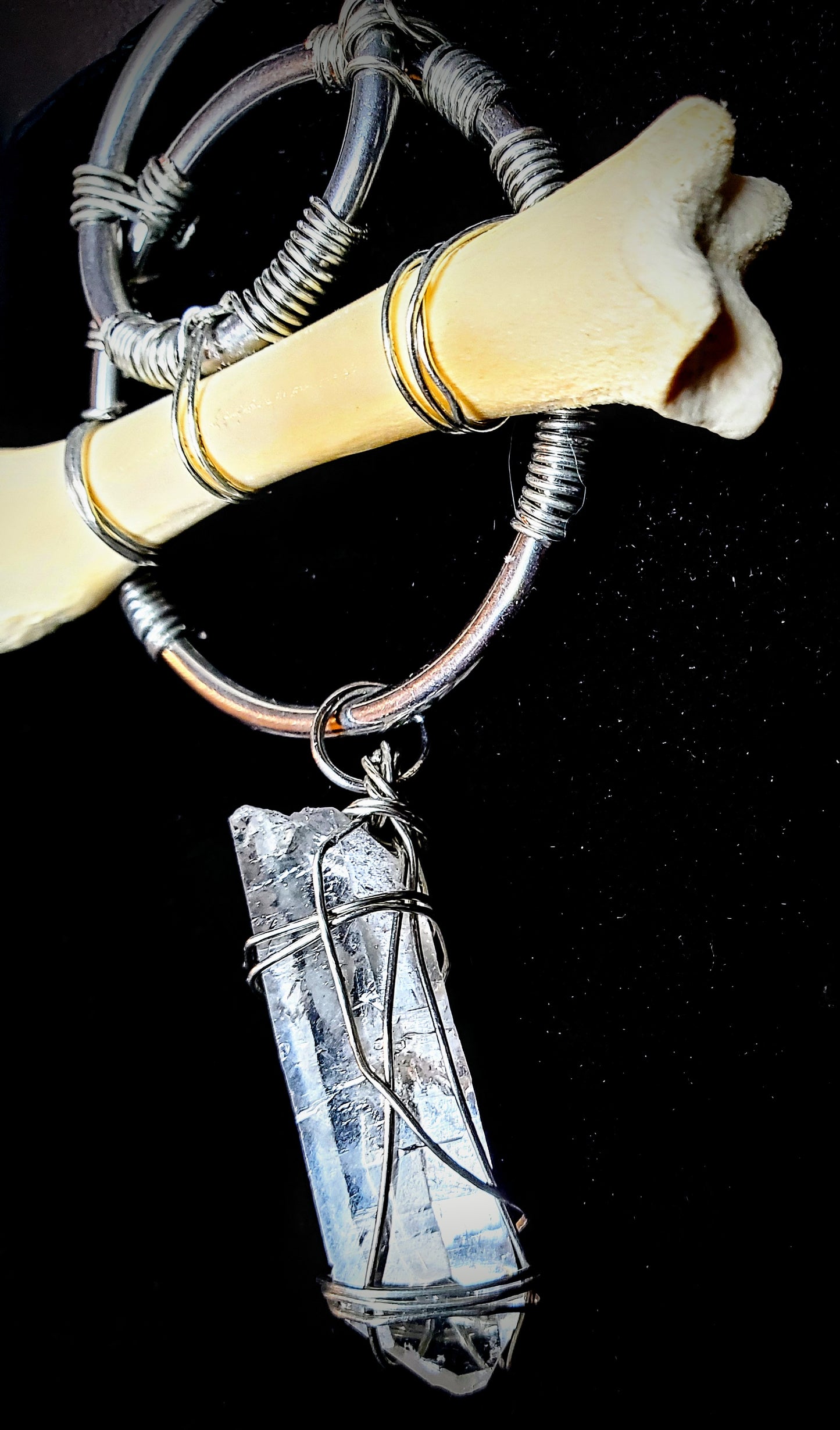 Primal Lumen Bobcat Bone & Icelandic Spar Leather Choker