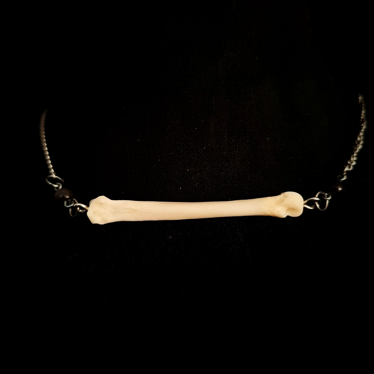 Silver Obsidian Coyote Foot Bone Choker