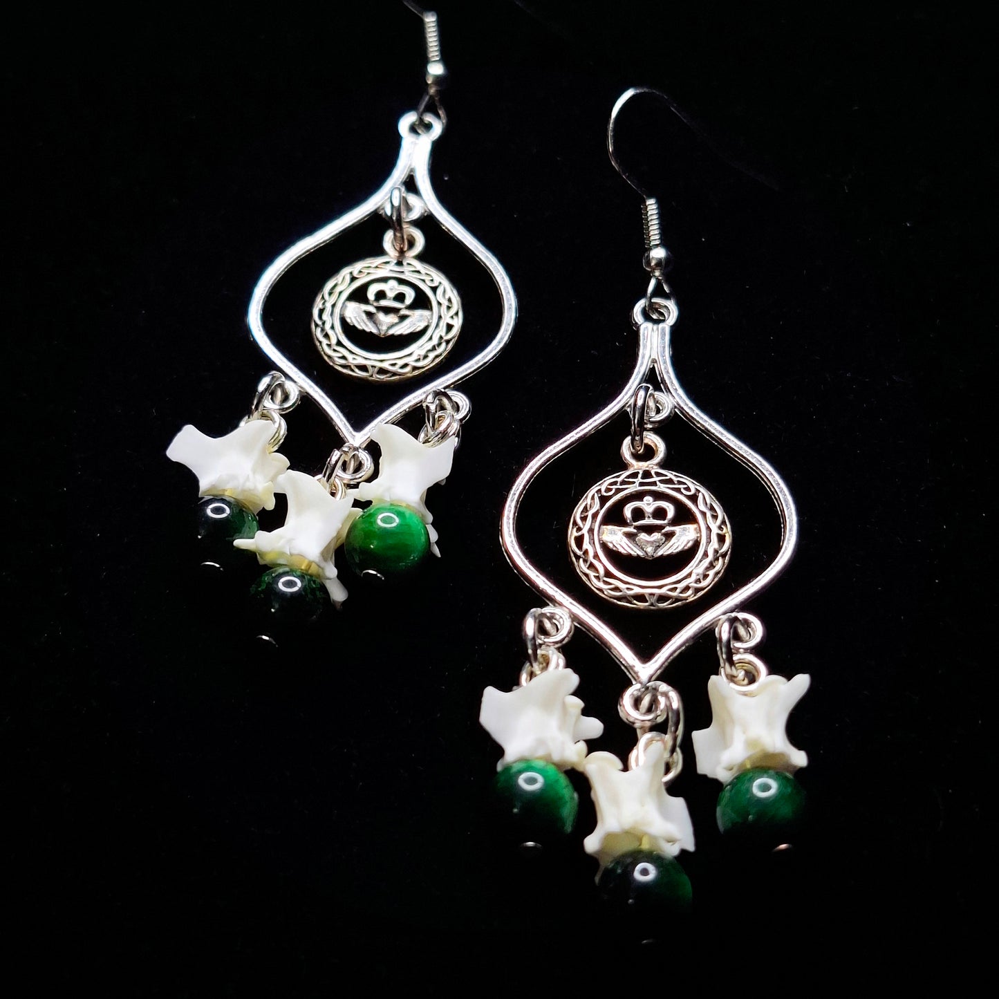 Rattlesnake Claddagh Earrings With Sterling Silver Charm