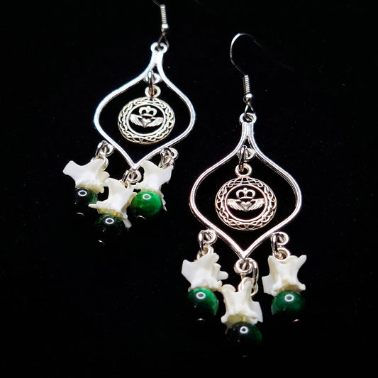 Rattlesnake Claddagh Earrings With Sterling Silver Charm