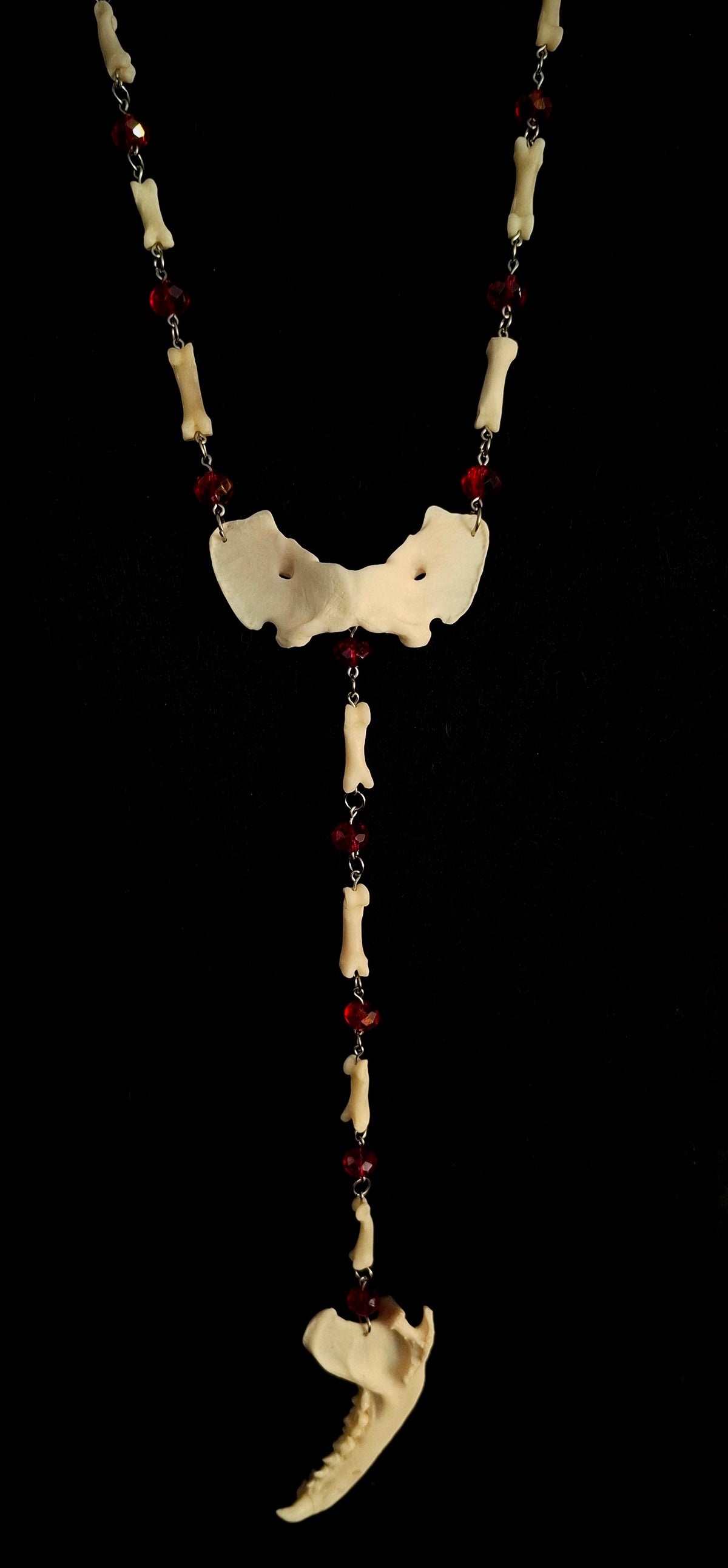 Coyote & Raccoon Bone Rosary Style Necklace