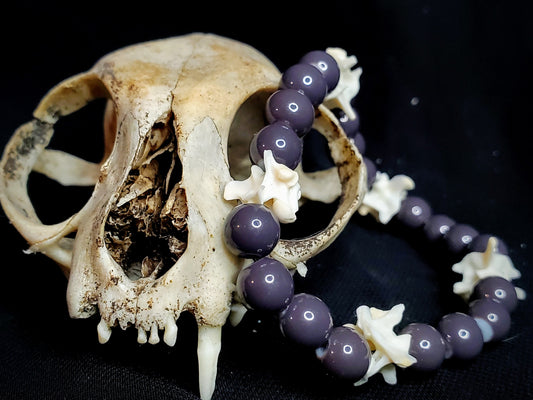 Shadow Core: Glass Bead & Bone Bracelet
