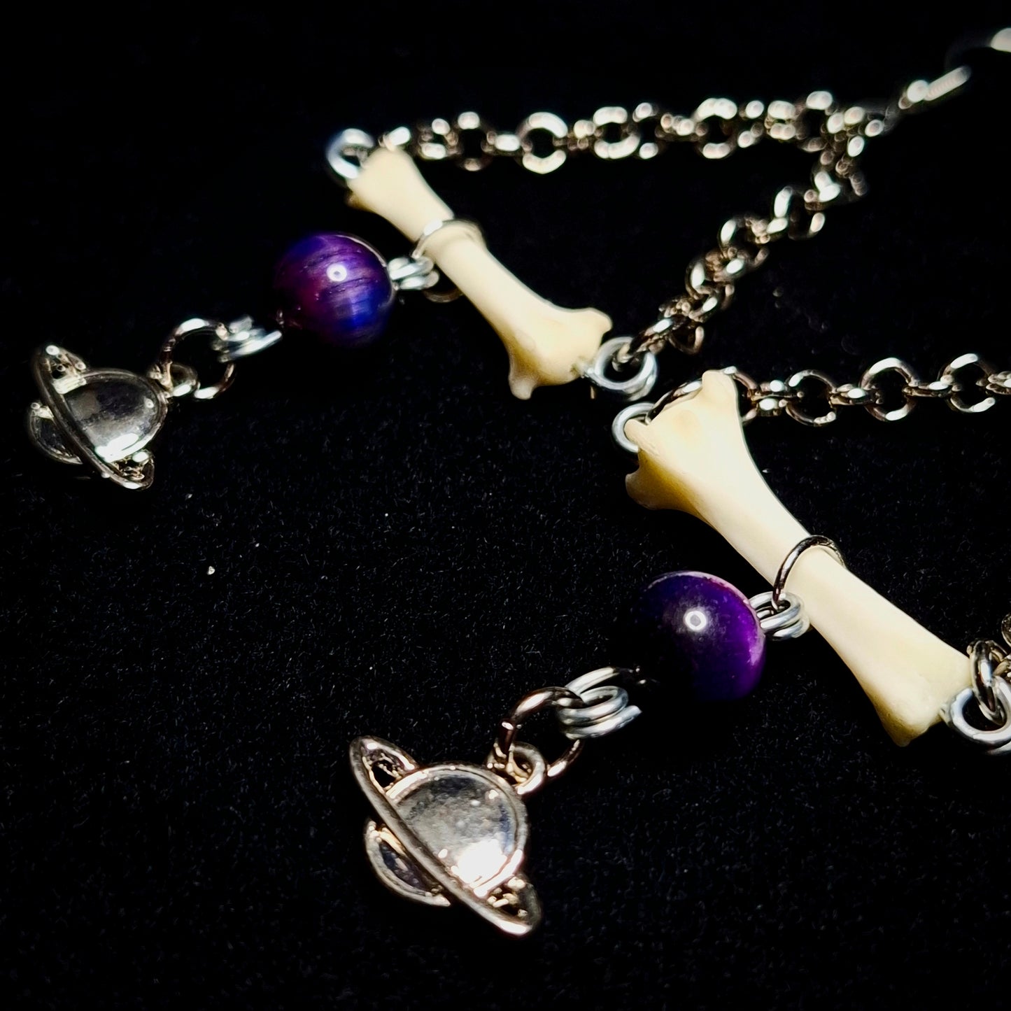 Saturn's Orbit Fox Bone Earrings