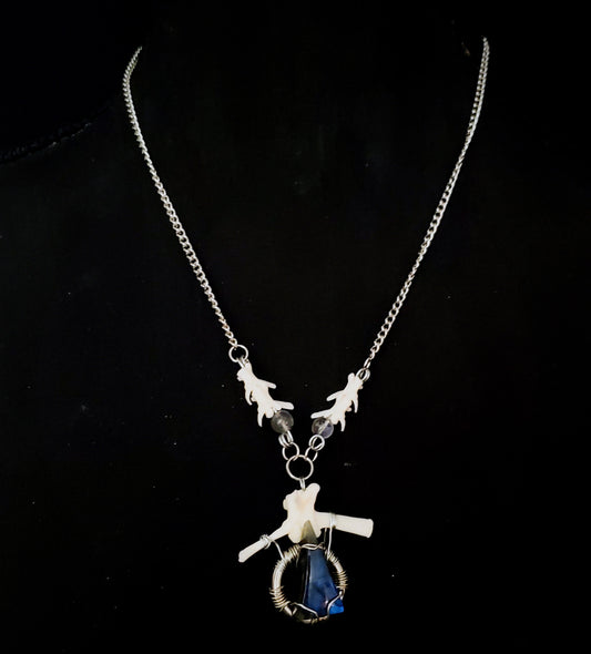 Mystic Shield Labradorite & Monitor Vertebrae Necklace