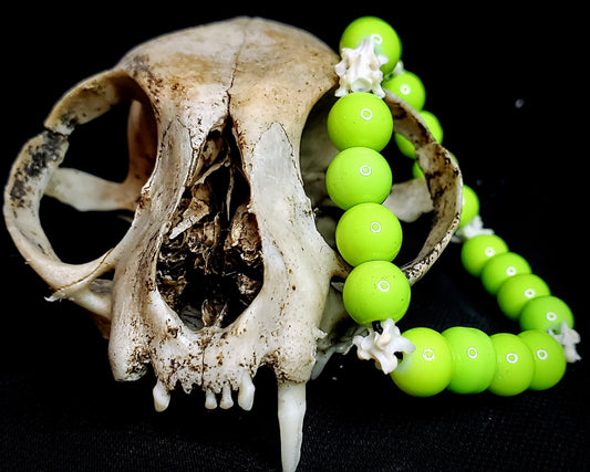 Electric Moss: Glass Bead & Bone Bracelet
